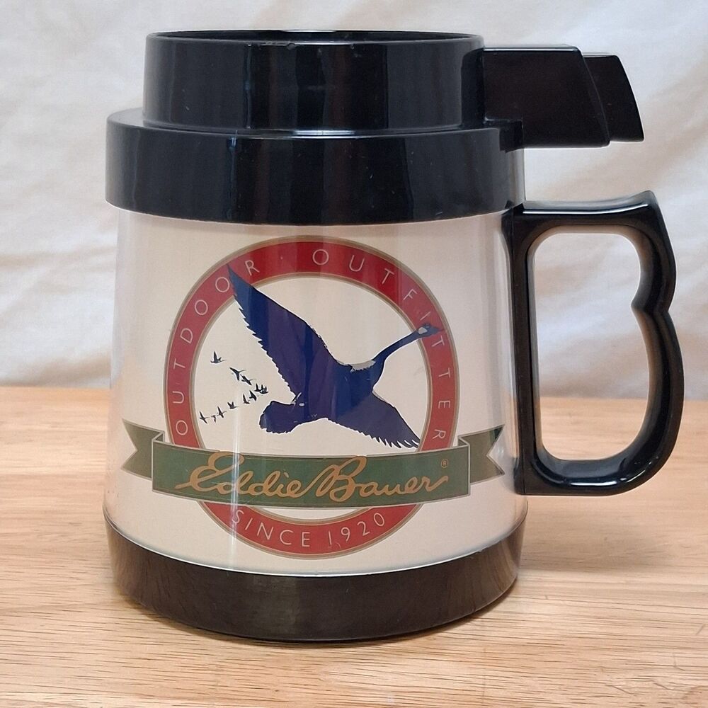 Eddie Bauer Insulated Travel Mug w/ Handle & Lid Outdoor Outfitter Tumbler Black